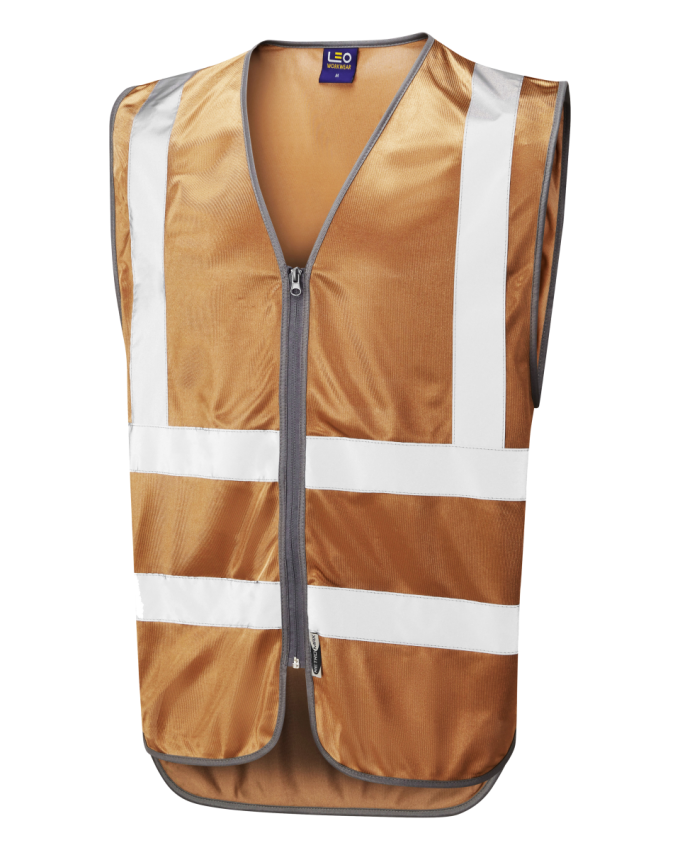 COMMODORE Single Colour Zipped Reflective Waistcoat (Non ISO 20471) Bronze